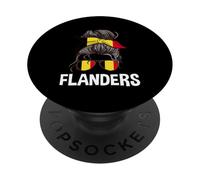 Flanders Girl Messy Hair Chignon Belgique Bandana flamand PopSockets PopGrip Adhésif