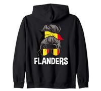Flanders Girl Messy Hair Chignon Belgique Bandana flamand Sweat à Capuche