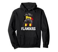 Flanders Girl Messy Hair Chignon Belgique Bandana flamand Sweat à Capuche