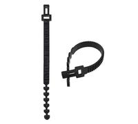 Flandria Attache Arbre réglable crantée - Collier de tuteurage Plastique Souple Noir - Fixation Arbre, arbuste et tuteur - Longueur 33 cm