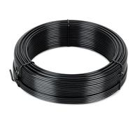 Flandria Fil de tension 2,2mm x 50m Fil métal Enduit PVC Noir pour Fixation, réparation Clôture, grillage