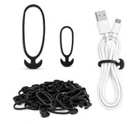 Flandria Lot 30 Attaches Câbles Réutilisables en Caoutchouc - 15 x 5 cm + 15 x 8 cm - Cable Management Bureau PC TV Gaming - Liens Extensibles et Raccordables