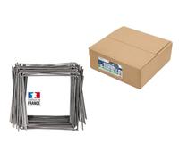 Flandria Lot de 100 Agrafes de paillage Ø3.7mm biseautées acier cranté 20x20x20cm - Fabrication Française