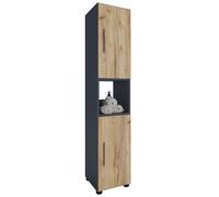 Flandu armoire haute pour salle de bain 2 portes anthracite, chêneReproduction.