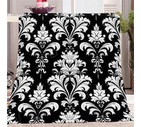 Flanelle Couverture 150x200cm Motif Baroque RéTro Couverture Polaire Jeté de Canapé Chaud et Doux en Peluche, Noir Et Blanc Couverture de Lit pour Canapé, Chaise and Camping, Couverture Enfants