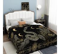 Flanelle Couverture Luxe Vigne 200 × 220 cm Couverture Polaires, Abstrait Lune Serpent Jeté de Canapé Chaud et Doux en Peluche Noir Couvertures de Lit pour Canapé Camping