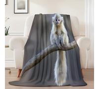 Flanelle Couverture Polaire 200 x 220 cm, Douce et Confortable Légère Couverture avec Animal Mignon Ouistiti Motif - Gris Impression Décoration pour Enfants Garçons et Filles