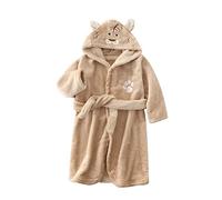 Flanelle Peignoirs Enfants Garçons Filles Robe à Capuche Pyjamas Animaux Peignoir Panda Peignoir Pyjamas en Polaire Vêtements de Nuit Chemise à Capuche pour 1-8 Ans Filles et (03-Khaki, 6-7 Years)