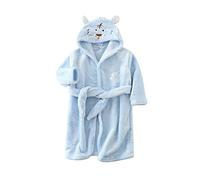 Flanelle Peignoirs Enfants Garçons Filles Robe à Capuche Pyjamas Animaux Peignoir Panda Peignoir Pyjamas en Polaire Vêtements de Nuit Chemise à Capuche pour 1-8 Ans Filles et (03-Blue, 2-3 Years)