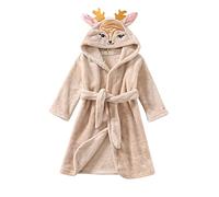 Flanelle Peignoirs Enfants Garçons Filles Robe à Capuche Pyjamas Animaux Peignoir Panda Peignoir Pyjamas en Polaire Vêtements de Nuit Chemise à Capuche pour 1-8 Ans Filles et (01-Khaki, 7-8 Years)