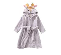 Flanelle Peignoirs Enfants Garçons Filles Robe à Capuche Pyjamas Animaux Peignoir Panda Peignoir Pyjamas en Polaire Vêtements de Nuit Chemise à Capuche pour 1-8 Ans Filles et (01-Grey, 3-4 Years)