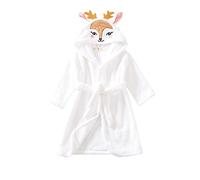 Flanelle Peignoirs Enfants Garçons Filles Robe à Capuche Pyjamas Animaux Peignoir Panda Peignoir Pyjamas en Polaire Vêtements de Nuit Chemise à Capuche pour 1-8 Ans Filles et (01-White, 5-6 Years)