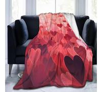 Flanelle Plaid 200x200 cm Cœur Couverture Polaire Rouge, Couverture lit 2 Personnes, Plaid Doux et Chaud pour Jeté de Canapé et Lit A-1855