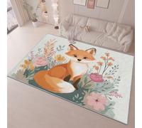 Flanelle Tapis Dessin Animé Mignon Renard Doux et Antidérapant, Brun Clair À Poils Courts Lavable Machine Décoration Intérieur pour, Tapis Chambre 140 x 200 cm Facile à Entretenir Cadeau