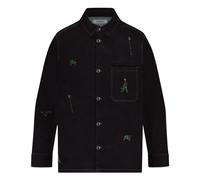 Flâneur - Chemise en Denim Brut avec Reliques Brodées - Homme - Chemises - Bleu - Taille: L