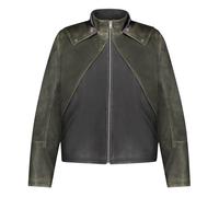 Flâneur - Veste cagoule en cuir - Homme - Vestes - Vert - Taille: M