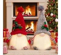 Flanliy 2pcs GNOME De Noel Debout, Doux Et Mignon Christmas Decorations, Lutin De NoëL Lumineux Peluche, Decoration Noel Table Gnomes, pour Table, CheminéE, DéCoration De NoëL IntéRieur Et Cadeau (A)