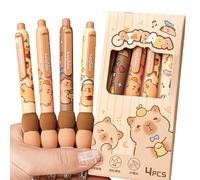 Flanliy Capybara Capybara Lot de 4 stylos à bille effaçables à encre gel effaçables pour l'école, le bureau, cadeaux de fête à thème Capybara (A)