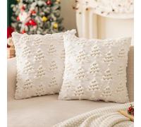 Flanliy Decoration Noel Housse De Coussin 45x45,2 Pcs Housse Coussin Noel,3D Sapin De NoëL Taie d'oreiller AVCE Broderie De Lanternes Environnantes, pour Canapé, Chambre à Coucher Noel Decoration (B)