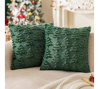 Flanliy Decoration Noel Housse De Coussin 45x45,2 Pcs Housse Coussin Noel,3D Sapin De NoëL Taie d'oreiller AVCE Broderie De Lanternes Environnantes, pour Canapé, Chambre à Coucher Noel Decoration (C)