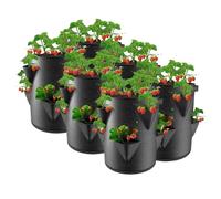 Flanliy Tour A Fraise, Sac De Plantation Fraise, Sacs en Pot Aux Fraises, 45 X 35 Cm avec 6 Poches LatéRales, RéUtilisable Feutre éPais pour Cour, Balcon, ExtéRieur (6)