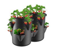 Flanliy Tour A Fraise, Sac De Plantation Fraise, Sacs en Pot Aux Fraises, 45 X 35 Cm avec 6 Poches LatéRales, RéUtilisable Feutre éPais pour Cour, Balcon, ExtéRieur (2)