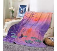Flannel Blanket The Sunrise Scenery on The Lake - Versatile Soft Warm Fluffy Throws for Sofa Couch Single Size, Cozy Solid Bed Travel 100x130cm