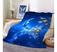 Flannel Blankets,Blue Moon and Lake Soft Warmer Throw Blanket for All Season,Lightweight Microfiber Suit for Couch,Home Bed,Sofa & Dorm 100x130cm