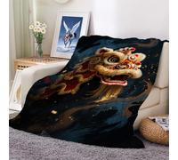 Flannel Fleece Blanket Lion Awakening Throw Over Bed Warm Soft Blankets Plush for Kids Sofa 100x130cm