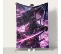 Flannel Fleece Queen Size Blanket for Bed,Anime Girl Soft Fluffy Velvet Bed Blanket with Decorative Pattern for All Season, Warm and Lightweight