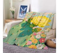 Flannel Fleece Queen Size Blanket for Bed,Cactus Flowers Soft Fluffy Velvet Bed with Decorative Pattern All Season, Warm and Lightweight 100x130cm