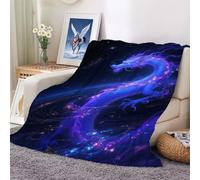 Flannel Fleece Queen Size Blanket for Bed,Dragon Soft Fluffy Velvet Bed with Decorative Pattern All Season, Warm and Lightweight 100x130cm