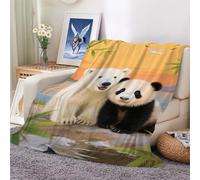 Flannel Fleece Queen Size Blanket for Bed,Polar Bears and Pandas Soft Fluffy Velvet Bed with Decorative Pattern All Season, Warm and Lightweight 100x130cm