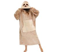 Flannel Hoodie Couverture Animal Chaude Adulte Unisexe Sweatshirt Sweat à Capuche Surdimensionnée Automne Hiver Garder au Chaud Couverture TV a Manche longue (Paresseux, Taiile Unique)