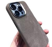 Flannel Magnetic Case for iPhone15 Plus, Plush Suede Denim Fabric Jean Compatible, Full-Coverage Solid Color Ultra-Thin Phone Case foriPhone 17/16/15/14/13 Pro Max (for iPhone 17 Air,Coffee)