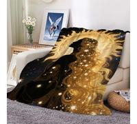 Flannel Throw Blanket Fall Blonde Woman and The Sun Cozy and Soft Plush Warm Blankets for Bed Couch Living Room Sofa Chair 100x130cm