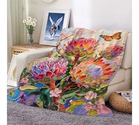 Flannel Throw Blanket Fall Oil Painting Flowers and Butterflies Cozy and Soft Plush Warm Blankets for Bed Couch Living Room Sofa Chair 100x130cm