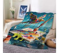 Flannel Throw Blanket Fall Surrealistic Painted Animals and Birds Cozy and Soft Plush Warm Blankets for Bed Couch Living Room Sofa Chair 100x130cm