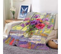 Flannel Throw Blanket Fall Vase Flowers Cozy and Soft Plush Warm Blankets for Bed Couch Living Room Sofa Chair 100x130cm