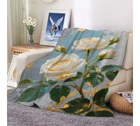 Flannel Throw Blanket Fall White Flowers Cozy and Soft Plush Warm Blankets for Bed Couch Living Room Sofa Chair 100x130cm