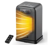 FLANUR Radiateur d'appoint 1500W, Chauffage Céramique PTC Portable avec Thermostat, 4 Modes, Oscillation 70°, Minuterie 12H, Télécommande,Chambre, Noir, 1 pack+4 modes