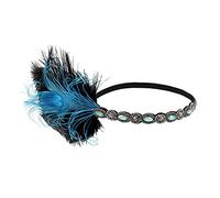 Flapper Bandeau de sport vintage des années 20 pour femme Noir (bleu, taille unique)
