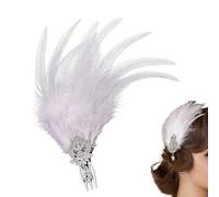 Flapper Hair Accessory- Vintage Feathered Roaring 20s Headdress, Sequined Hair Accessory for Costume Parties Weddings Theater Dance Photography Burlesque New Year's Eve Gala Community Theater, 25g