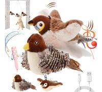 Flappy Chase - Flappychase Cat Toy, Bird Chase Cat Toy, Chirping Bird Cat Toy Flapping Wings, Touch Activated Bird Interactive Cat Toys with Catnip, for Indoor Cats, 3 Modes (A+B)