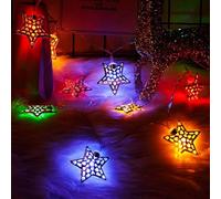 Flarion Guirlande lumineuse marocaine en forme d'étoile argentée, lanterne solaire en fer, 20 LED, 8 modes d'éclairage ambiant, convient pour terrasse, Noël, mariage, fête (multicolore)