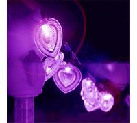 Flarion Guirlande lumineuse solaire à LED en forme de cœur en cristal étanche 8 modes d'éclairage d'ambiance à suspendre pour Pâques, cour, tonnelle, arbre de mariage, décoration de fête (violet, 6,5