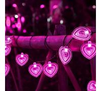 Flarion Guirlande lumineuse solaire à LED en forme de cœur en cristal étanche 8 modes d'éclairage d'ambiance à suspendre pour Pâques, cour, tonnelle, arbre de mariage, décoration de fête (rose, 6,5 m