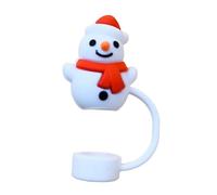 Flaroey 10 Couvercles Protecteurs en Silicone pour Embouts de Paille de 40 Oz, Couvercles de Paille en Silicone en Forme de Bonhomme de Neige de Noël