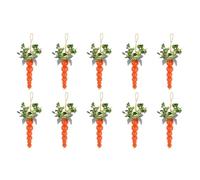 Flaroey 10 Pièces en Bois de Pâques Carotte Suspendus Ornement Bricolage Couronne Pendentifs Perles Joyeuses Fêtes de Pâques Maison Table Décoration Fournitures Durables Facile à Installer
