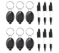 Flaroey 12 Mini Lampes de Poche Porte-Clés et Stylos de Marquage Permanents, Lampes de Poche LED Portables à Piles de 12 Lumens et Marqueurs